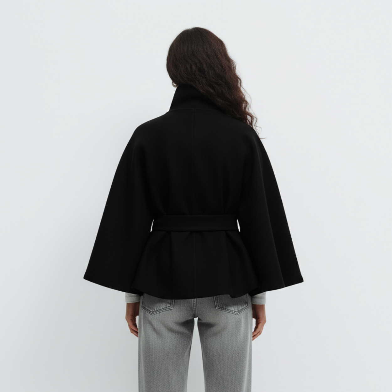 GÜRTEL CAPE COAT MESSINA – SCHWARZ