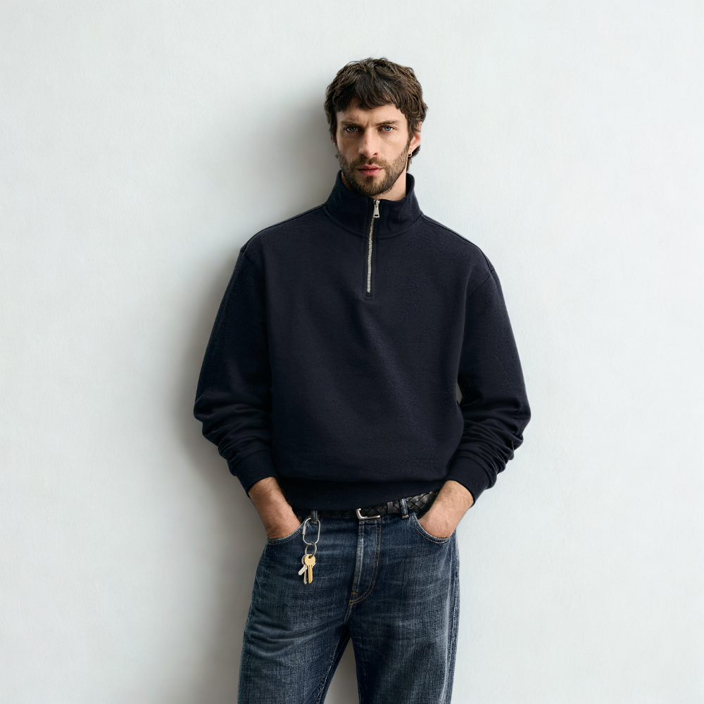ZIP PULLOVER PALERMO – MARINEBLAU