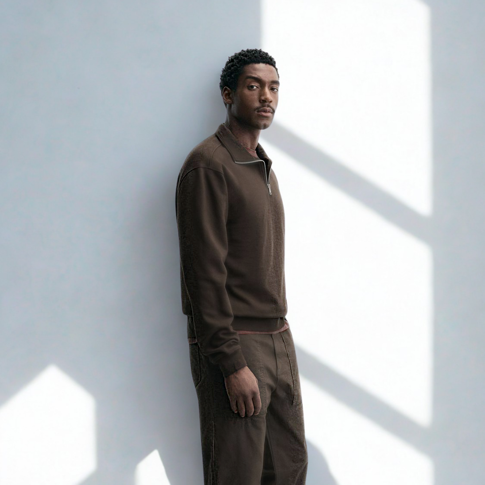 ZIP PULLOVER PALERMO – BRAUN