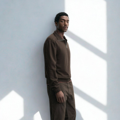 ZIP PULLOVER PALERMO – BRAUN
