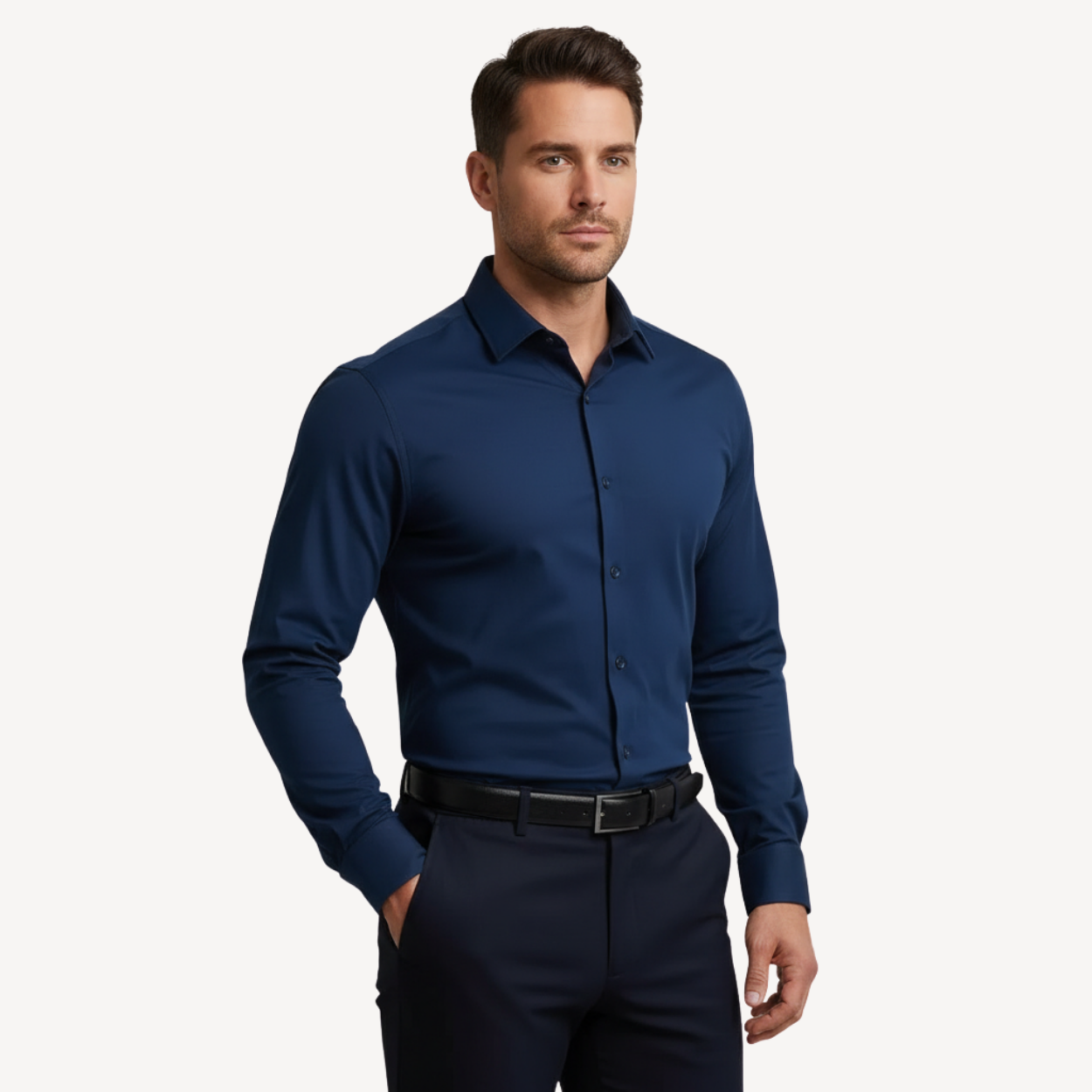 BÜGELFREIES SLIM FIT HEMD FIRENZE – MARINEBLAU