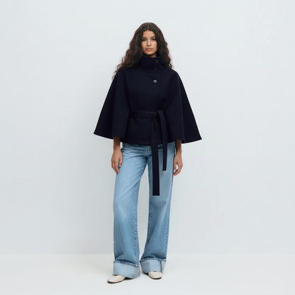 GÜRTEL CAPE COAT MESSINA – MARINEBLAU