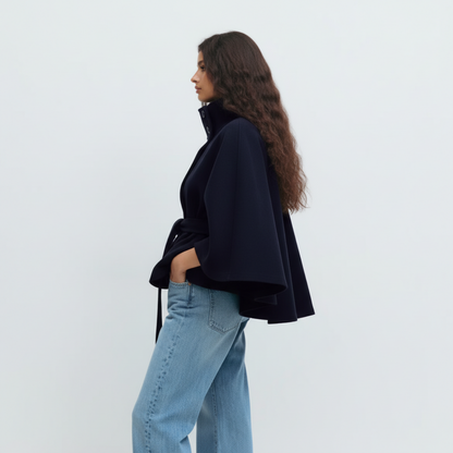 GÜRTEL CAPE COAT MESSINA – MARINEBLAU