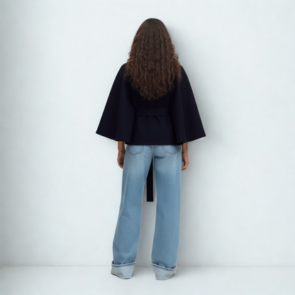 GÜRTEL CAPE COAT MESSINA – MARINEBLAU