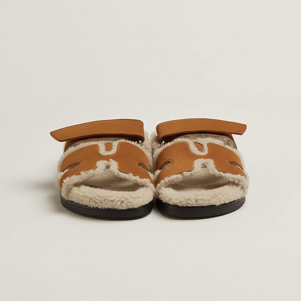 SANDALS ROMA – BRAUN & OFF-WHITE PELZ