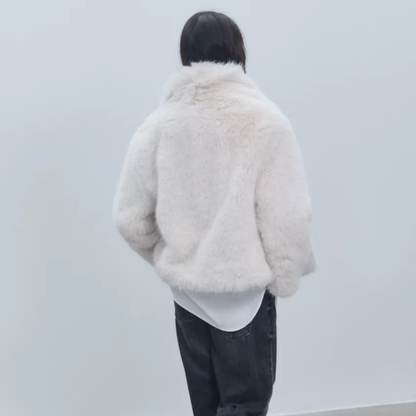 KUNSTPELZ-MANTEL BERGAMO – WEISS