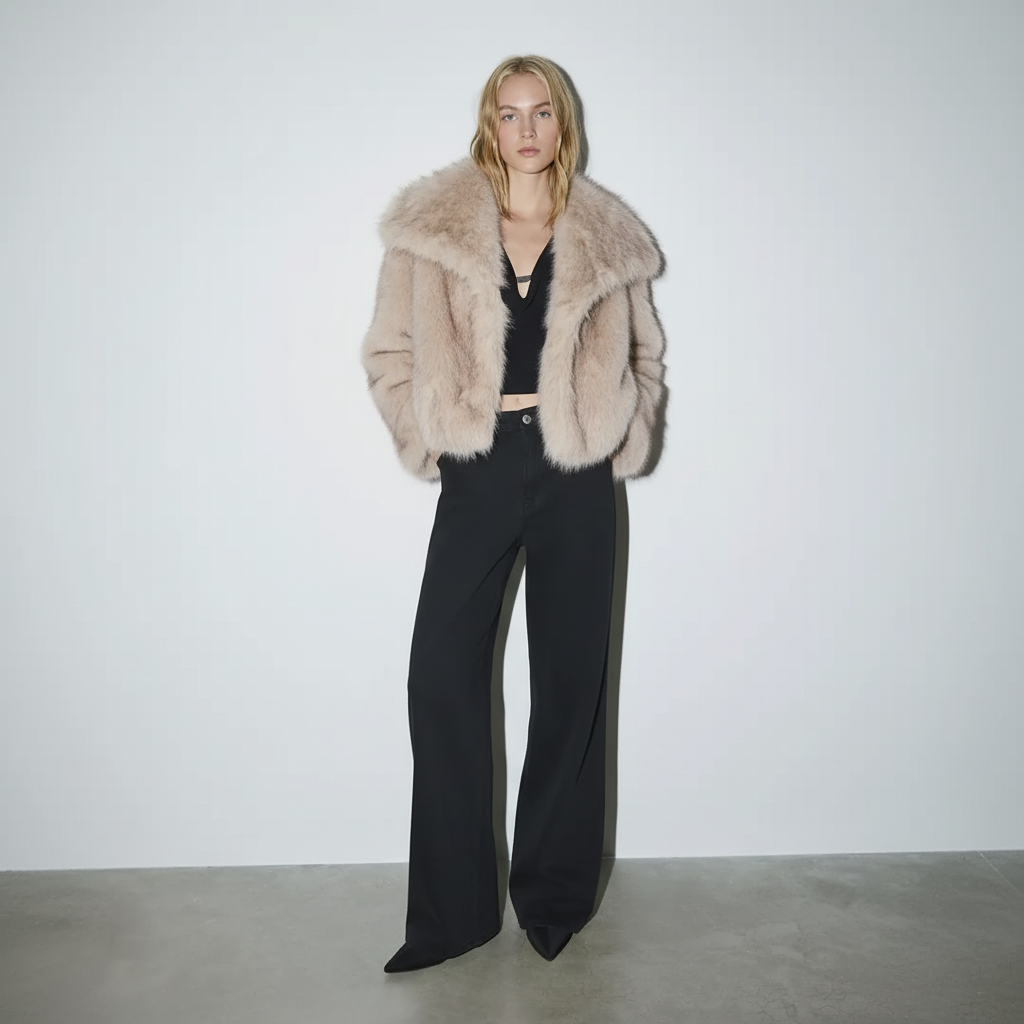 KUNSTPELZ-MANTEL BERGAMO – BEIGE