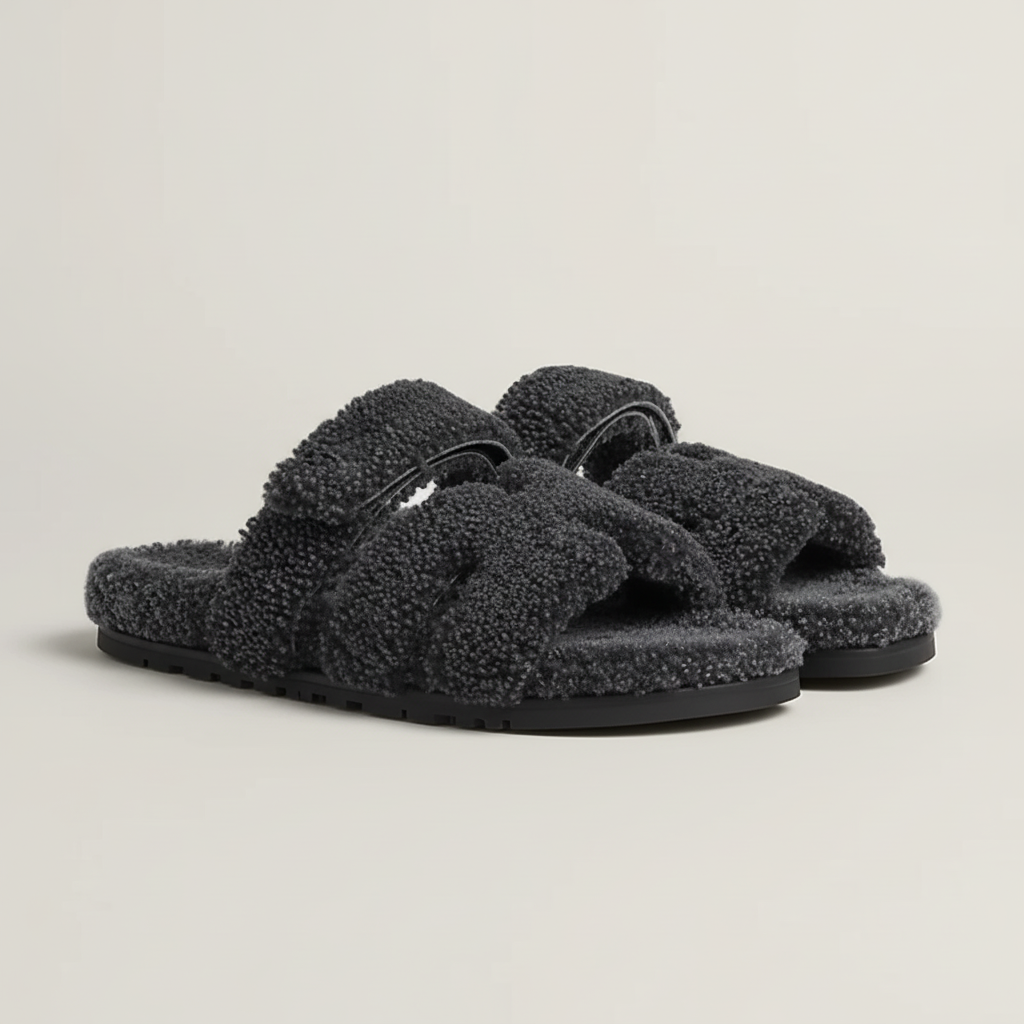 Sandalen Roma – Graues Fell / Winter Edition